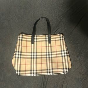 Vintage Burberry Tote Bag with Button Closure